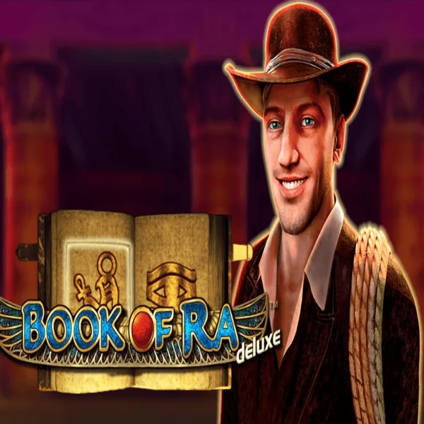 Slots logo of Book of Ra Deluxe from Novomatic at Robocat Casino