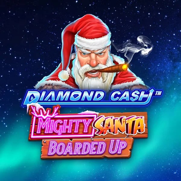 Diamond Cash Mighty Santa Boarded Up slot logo by Greentube at Robocat Casino