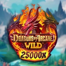 Dragons of Arcane Wild slot logo by Foxium at Robocat Casino