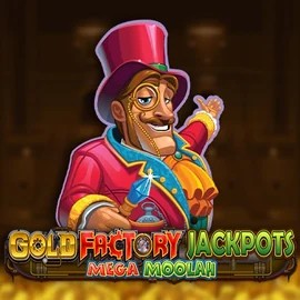 Gold Factory Jackpots Mega Moolah casino game by Aurum Signature Studios – featured logo at Robocat Casino