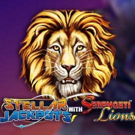 Stellar Jackpots with Serengeti Lions online game logo by Lightning Box Game on robo-cat.eu